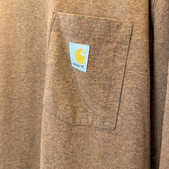 Carhartt Men's Loose Fit Brown Short Sleeve Pocket T-Shirt Size XL Casual - Picture 4 of 10